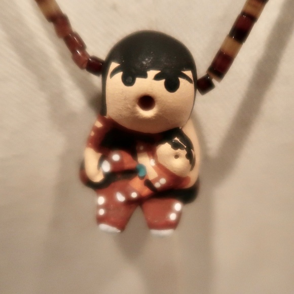 Unusual Boho Tenorio Signed Native Santo Domingo Storyteller Heishi Necklace - Picture 6 of 9